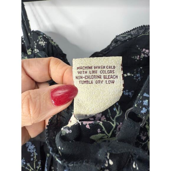 Vintage Y2K Forever 21 Floral Babydoll Dress Black Empire Waist Sz S Dark Fairy - Picture 9 of 9